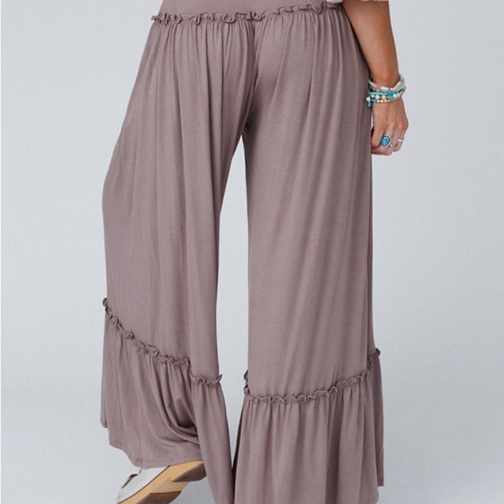 Wide Leg Ruffle Trim Pants - Picture 6 of 12